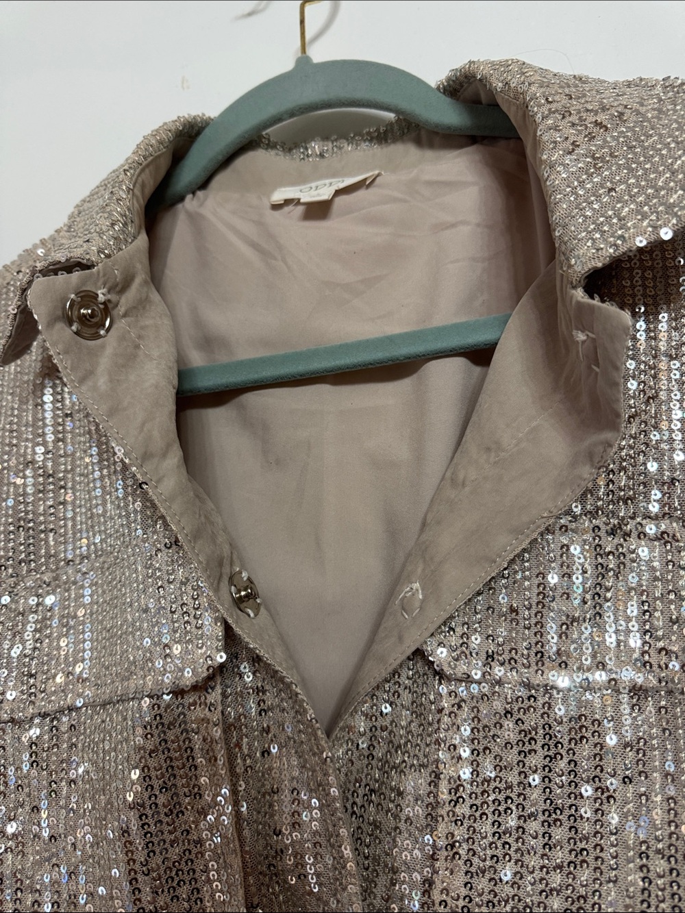 ODDY Taupe Sequin Jean Jacket - Picture 4 of 6